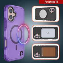 Load image into Gallery viewer, PunkCase iPhone 16 Case, [Spartan 2.0 Series] Clear Rugged Heavy Duty Cover W/Built in Screen Protector [purple]
