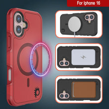 Load image into Gallery viewer, PunkCase iPhone 16 Case, [Spartan 2.0 Series] Clear Rugged Heavy Duty Cover W/Built in Screen Protector [red]

