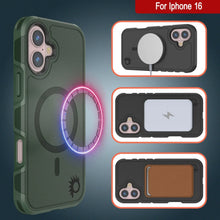 Load image into Gallery viewer, PunkCase iPhone 16 Case, [Spartan 2.0 Series] Clear Rugged Heavy Duty Cover W/Built in Screen Protector [dark green]
