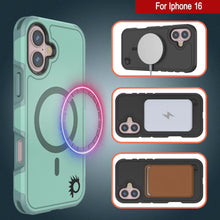 Load image into Gallery viewer, PunkCase iPhone 16 Case, [Spartan 2.0 Series] Clear Rugged Heavy Duty Cover W/Built in Screen Protector [teal]
