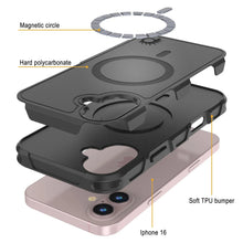 Load image into Gallery viewer, PunkCase iPhone 16 Case, [Spartan 2.0 Series] Clear Rugged Heavy Duty Cover W/Built in Screen Protector [Black]
