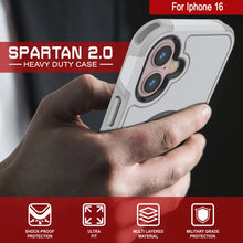 Load image into Gallery viewer, PunkCase iPhone 16 Case, [Spartan 2.0 Series] Clear Rugged Heavy Duty Cover W/Built in Screen Protector [white]
