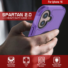 Load image into Gallery viewer, PunkCase iPhone 16 Case, [Spartan 2.0 Series] Clear Rugged Heavy Duty Cover W/Built in Screen Protector [purple]

