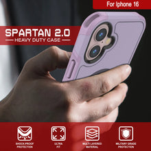 Load image into Gallery viewer, PunkCase iPhone 16 Case, [Spartan 2.0 Series] Clear Rugged Heavy Duty Cover W/Built in Screen Protector [lilac]
