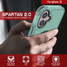 Load image into Gallery viewer, PunkCase iPhone 16 Case, [Spartan 2.0 Series] Clear Rugged Heavy Duty Cover W/Built in Screen Protector [teal]
