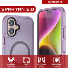 Load image into Gallery viewer, PunkCase iPhone 16 Case, [Spartan 2.0 Series] Clear Rugged Heavy Duty Cover W/Built in Screen Protector [lilac]
