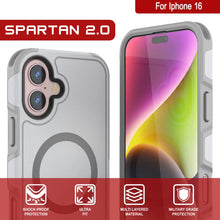 Load image into Gallery viewer, PunkCase iPhone 16 Case, [Spartan 2.0 Series] Clear Rugged Heavy Duty Cover W/Built in Screen Protector [white]
