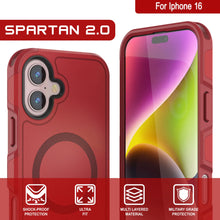 Load image into Gallery viewer, PunkCase iPhone 16 Case, [Spartan 2.0 Series] Clear Rugged Heavy Duty Cover W/Built in Screen Protector [red]
