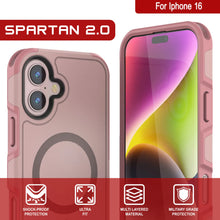 Load image into Gallery viewer, PunkCase iPhone 16 Case, [Spartan 2.0 Series] Clear Rugged Heavy Duty Cover W/Built in Screen Protector [pink]
