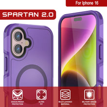 Load image into Gallery viewer, PunkCase iPhone 16 Case, [Spartan 2.0 Series] Clear Rugged Heavy Duty Cover W/Built in Screen Protector [purple]
