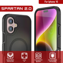 Load image into Gallery viewer, PunkCase iPhone 16 Case, [Spartan 2.0 Series] Clear Rugged Heavy Duty Cover W/Built in Screen Protector [Black]
