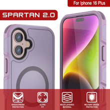 Load image into Gallery viewer, PunkCase iPhone 16 Plus Case, [Spartan 2.0 Series] Clear Rugged Heavy Duty Cover W/Built in Screen Protector [lilac]
