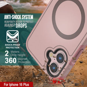 PunkCase iPhone 16 Plus Case, [Spartan 2.0 Series] Clear Rugged Heavy Duty Cover W/Built in Screen Protector [pink]