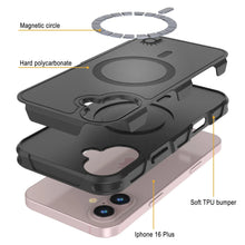 Load image into Gallery viewer, PunkCase iPhone 16 Plus Case, [Spartan 2.0 Series] Clear Rugged Heavy Duty Cover W/Built in Screen Protector [Black]
