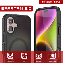 Load image into Gallery viewer, PunkCase iPhone 16 Plus Case, [Spartan 2.0 Series] Clear Rugged Heavy Duty Cover W/Built in Screen Protector [Black]
