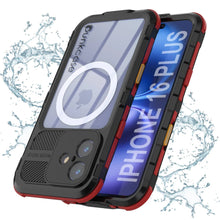 Load image into Gallery viewer, iPhone 16 Plus Metal Extreme 2.0 Series Aluminum Waterproof Case IP68 W/Buillt in Screen Protector [Black-Red]
