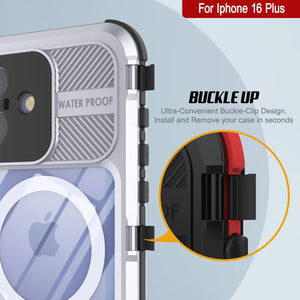 iPhone 16 Plus Metal Extreme 2.0 Series Aluminum Waterproof Case IP68 W/Buillt in Screen Protector [White]
