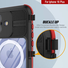 Load image into Gallery viewer, iPhone 16 Plus Metal Extreme 2.0 Series Aluminum Waterproof Case IP68 W/Buillt in Screen Protector [Black-Red]

