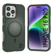 Load image into Gallery viewer, PunkCase iPhone 16 Pro Case, [Spartan 2.0 Series] Clear Rugged Heavy Duty Cover W/Built in Screen Protector [dark green]
