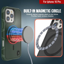 Load image into Gallery viewer, PunkCase iPhone 16 Pro Case, [Spartan 2.0 Series] Clear Rugged Heavy Duty Cover W/Built in Screen Protector [dark green]

