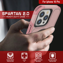 Load image into Gallery viewer, PunkCase iPhone 16 Pro Case, [Spartan 2.0 Series] Clear Rugged Heavy Duty Cover W/Built in Screen Protector [pink]
