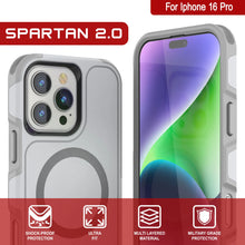 Load image into Gallery viewer, PunkCase iPhone 16 Pro Case, [Spartan 2.0 Series] Clear Rugged Heavy Duty Cover W/Built in Screen Protector [white]
