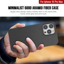 Load image into Gallery viewer, Punkcase iPhone 16 Pro Max Carbon Fiber Case [AramidShield Series] Ultra Slim &amp; Light Kevlar [Black]
