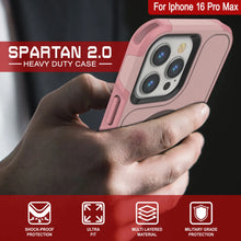 Load image into Gallery viewer, PunkCase iPhone 16 Pro Max Case, [Spartan 2.0 Series] Clear Rugged Heavy Duty Cover W/Built in Screen Protector [pink]

