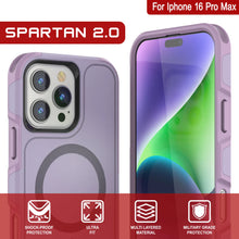 Load image into Gallery viewer, PunkCase iPhone 16 Pro Max Case, [Spartan 2.0 Series] Clear Rugged Heavy Duty Cover W/Built in Screen Protector [lilac]
