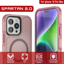 Load image into Gallery viewer, PunkCase iPhone 16 Pro Max Case, [Spartan 2.0 Series] Clear Rugged Heavy Duty Cover W/Built in Screen Protector [pink]
