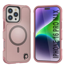 Load image into Gallery viewer, PunkCase iPhone 16 Pro Max Case, [Spartan 2.0 Series] Clear Rugged Heavy Duty Cover W/Built in Screen Protector [pink]
