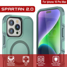 Load image into Gallery viewer, PunkCase iPhone 16 Pro Max Case, [Spartan 2.0 Series] Clear Rugged Heavy Duty Cover W/Built in Screen Protector [teal]
