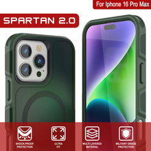 Load image into Gallery viewer, PunkCase iPhone 16 Pro Max Case, [Spartan 2.0 Series] Clear Rugged Heavy Duty Cover W/Built in Screen Protector [dark green]

