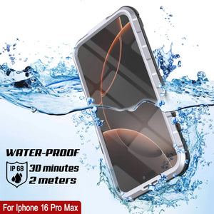 iPhone 16 Pro Max Metal Extreme 2.0 Series Aluminum Waterproof Case IP68 W/Buillt in Screen Protector [White]