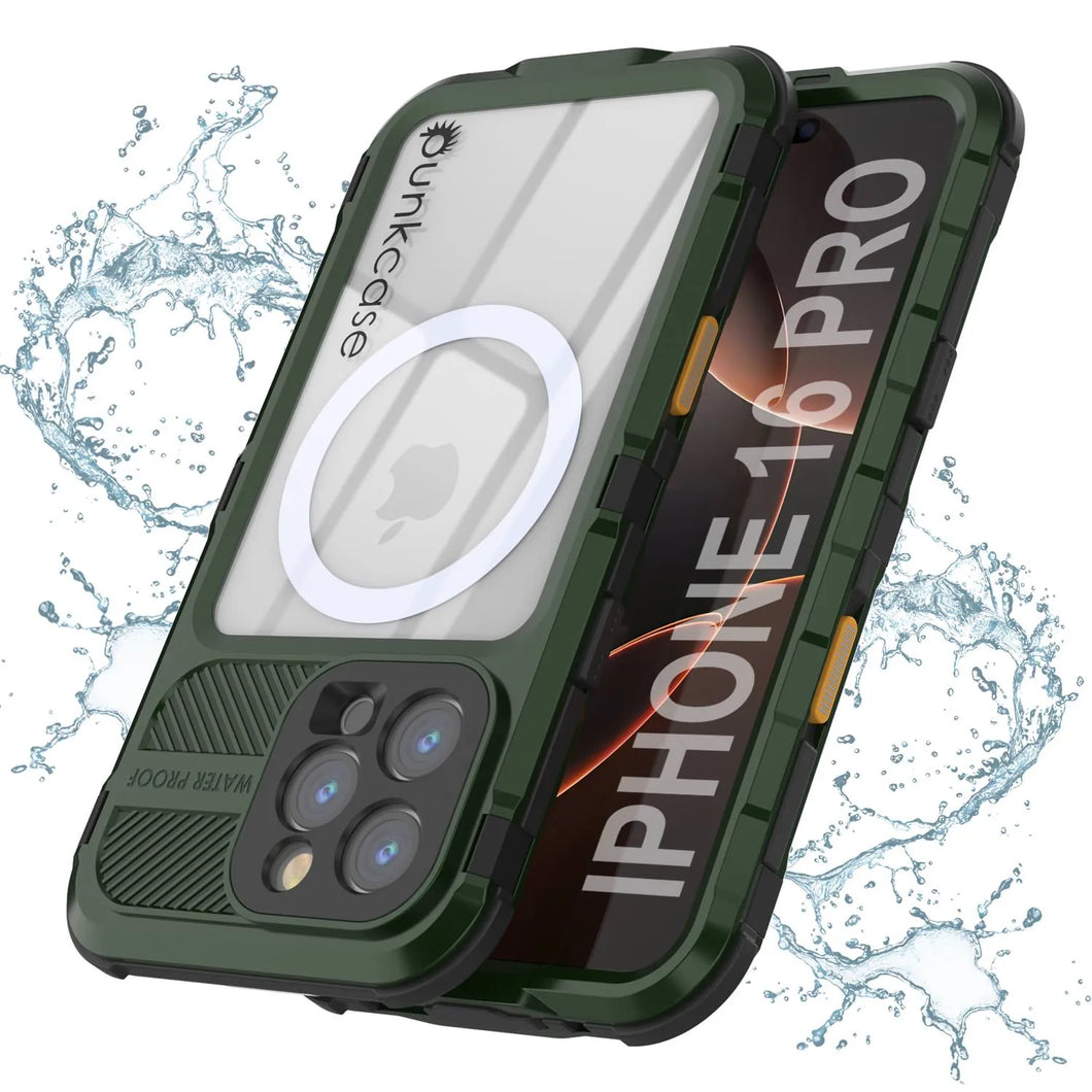 iPhone 16 Pro Metal Extreme 2.0 Series Aluminum Waterproof Case IP68 W/Buillt in Screen Protector [Dark-Green]