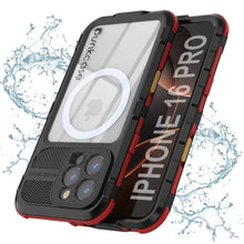Load image into Gallery viewer, iPhone 16 Pro Metal Extreme 2.0 Series Aluminum Waterproof Case IP68 W/Buillt in Screen Protector [Black-Red]

