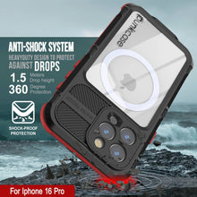 Load image into Gallery viewer, iPhone 16 Pro Metal Extreme 2.0 Series Aluminum Waterproof Case IP68 W/Buillt in Screen Protector [Black-Red]
