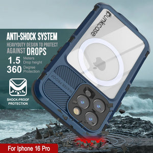 iPhone 16 Pro Metal Extreme 2.0 Series Aluminum Waterproof Case IP68 W/Buillt in Screen Protector [Blue]
