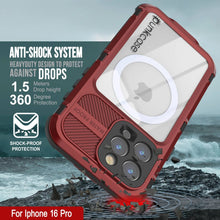 Load image into Gallery viewer, iPhone 16 Pro Metal Extreme 2.0 Series Aluminum Waterproof Case IP68 W/Buillt in Screen Protector [Red-Black]
