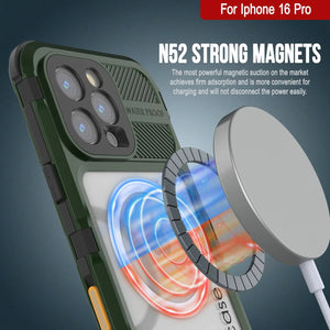 iPhone 16 Pro Metal Extreme 2.0 Series Aluminum Waterproof Case IP68 W/Buillt in Screen Protector [Dark-Green]