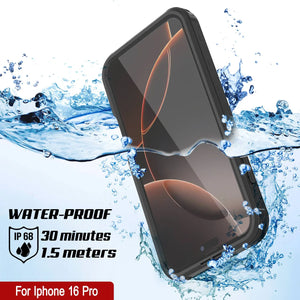 iPhone 16 Pro Waterproof IP68 Case, Punkcase [Black] [StudStar Series] [Slim Fit]