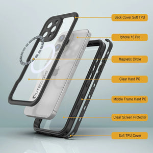 iPhone 16 Pro Waterproof IP68 Case, Punkcase [Black] [StudStar Series] [Slim Fit]