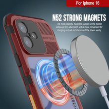 Load image into Gallery viewer, iPhone 16 Metal Extreme 2.0 Series Aluminum Waterproof Case IP68 W/Buillt in Screen Protector [Red-Black]
