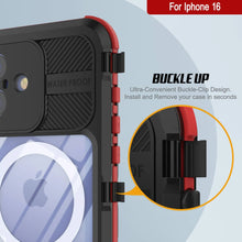 Load image into Gallery viewer, iPhone 16 Metal Extreme 2.0 Series Aluminum Waterproof Case IP68 W/Buillt in Screen Protector [Black-Red]
