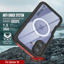 Load image into Gallery viewer, iPhone 16 Waterproof IP68 Case, Punkcase [Red] [StudStar Series] [Slim Fit]
