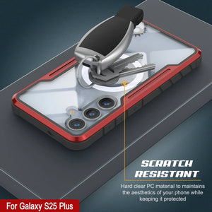 Punkcase S25+ Plus Armor Stealth Case Protective Military Grade Multilayer Cover [Red]