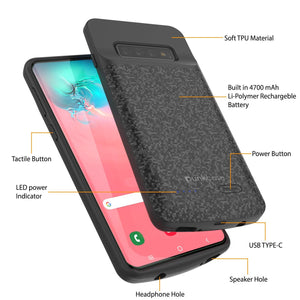 PunkJuice S10 Battery Case Black - Fast Charging Power Juice Bank with 4700mAh