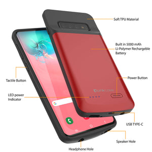 PunkJuice S10+ Plus Battery Case Red - Fast Charging Power Juice Bank with 5000mAh