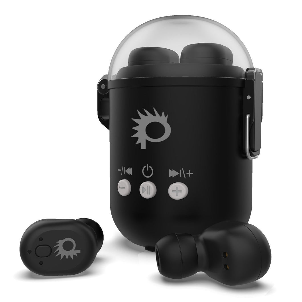 PunkBuds Capsule True Wireless Bluetooth Earbuds W/Noise Cancelling Mic IP67 Black Fast Charger Case