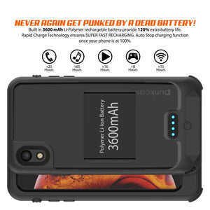 PunkJuice iPhone XR Battery Case, Waterproof, IP68 Certified [Ultra Slim] [Black]